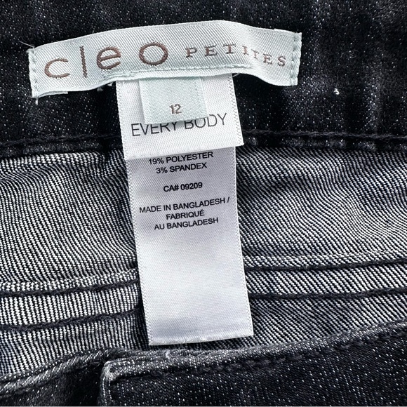 CLEO Petites Black Denim Straight Leg Stretch Jeans Size 12 - Picture 10 of 12
